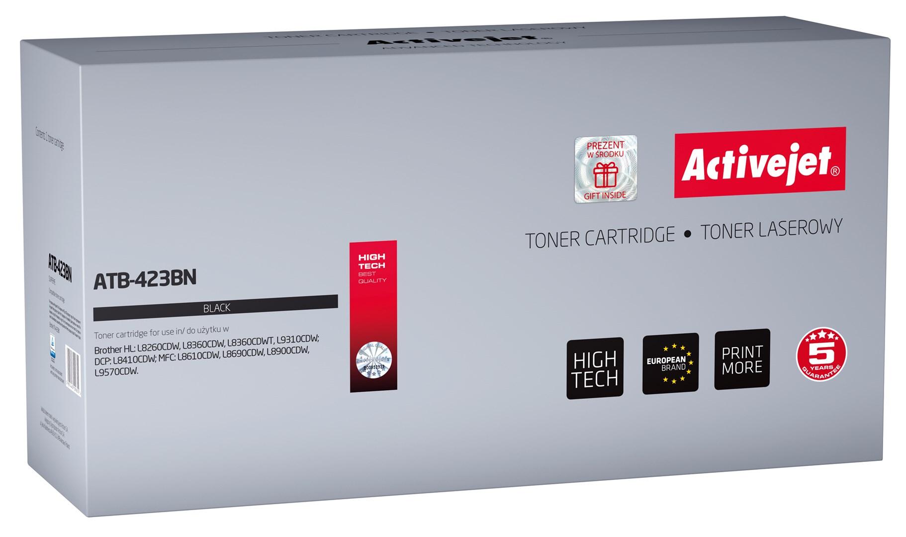 Toner til Brother – Activejet ATB-423BN, sort, kompatibel, 6.500 sider (TN-423BK)
