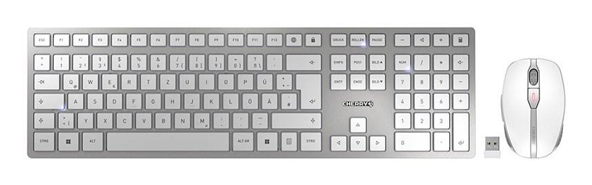 Trådløst tastatur og mus – Cherry DW 9100 Slim, RF + Bluetooth, QWERTZ (tysk), sølv billede