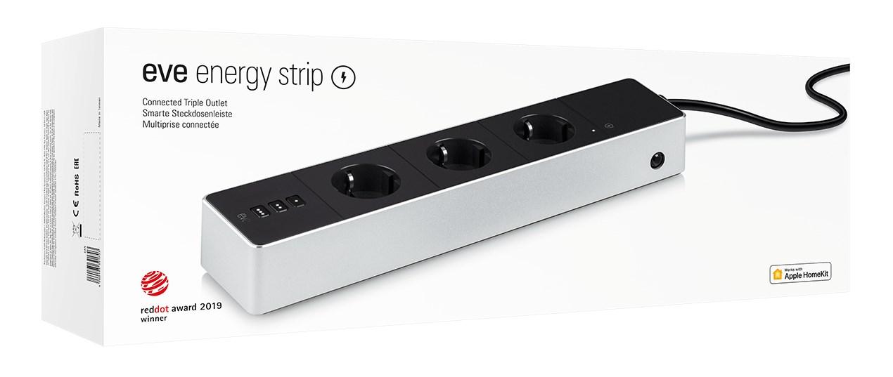 Forgreningsstik med 3 udtag - Eve Energy Strip, sort/hvid, 120-230 V, 1,9 m billede