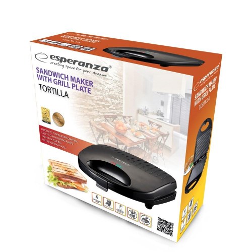 Sandwichtoaster – Esperanza EKT009, 1.000 W, sort