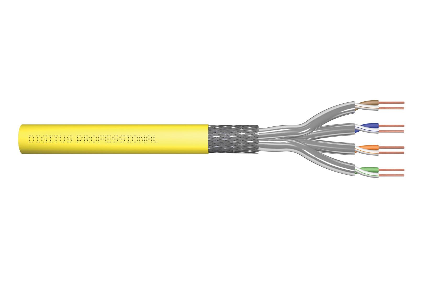 DIGITUS Professional CAT 7a Kabel med afskærmning med folie og kobberfletning (SFTP 500m Bulkkabel Yellow RAL 1016