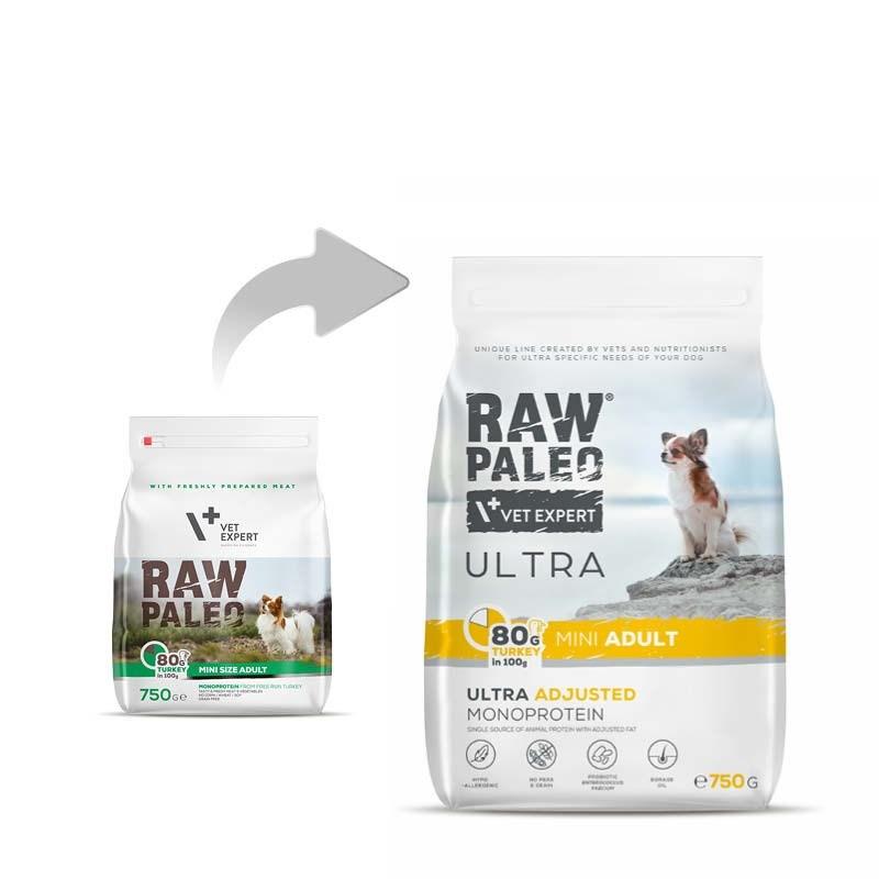 Hundefoder tørfoder VetExpert Raw Paleo Ultra Mini Adult kalkun 750 g
