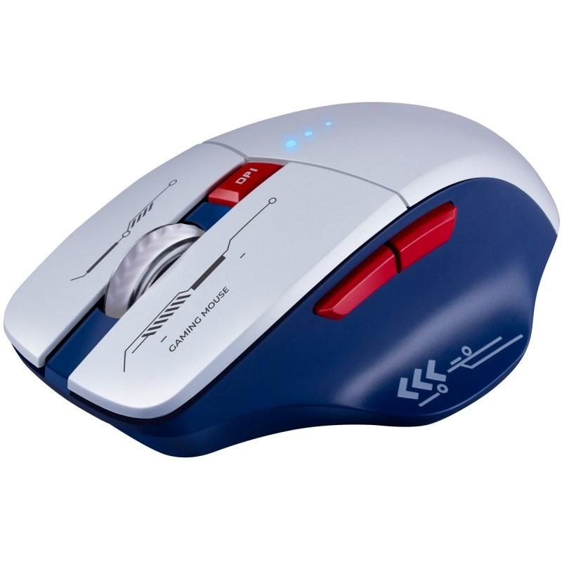 Mysz Defender Mysz bezprzewodowa Defender TISA GM-126 optyczna 1600dpi 2.4 GHz + Bluetooth bialo-niebieska RGB AKUMULATOR 6 przycisków Gaming
