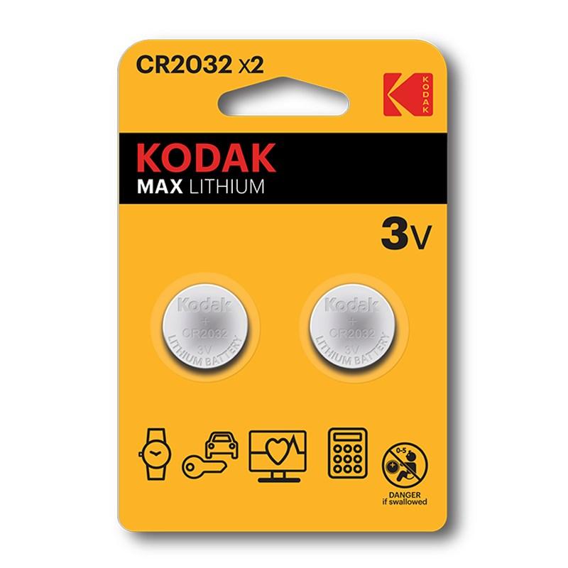 Knapcellebatteri CR2032 3 V – Kodak Max Lithium (2 stk.) billede
