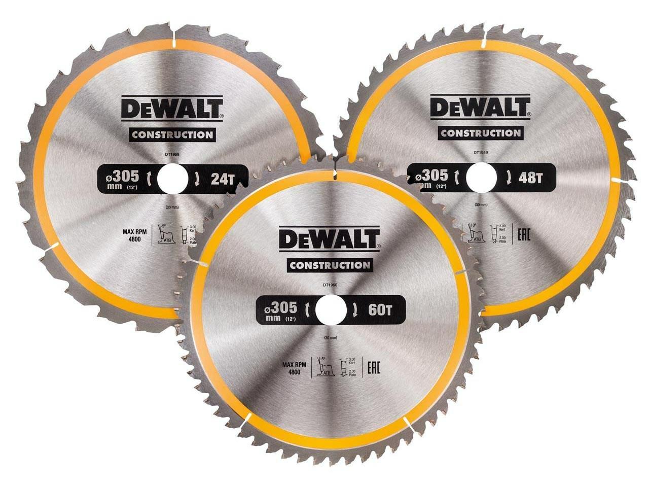 Rundsavsklinge-sæt DeWALT 3 dele, 305 mm