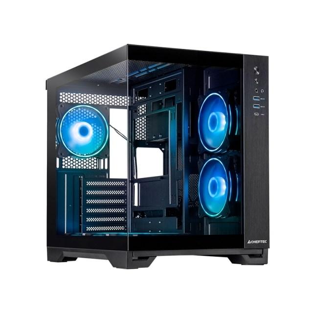 PC kabinet - Chieftec Visio GM-30B-TG-OP Cube, sort med hærdet glas billede