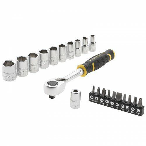 Topnøglesæt 1/2" med skralde - STANLEY, 120T, toppe og bits
