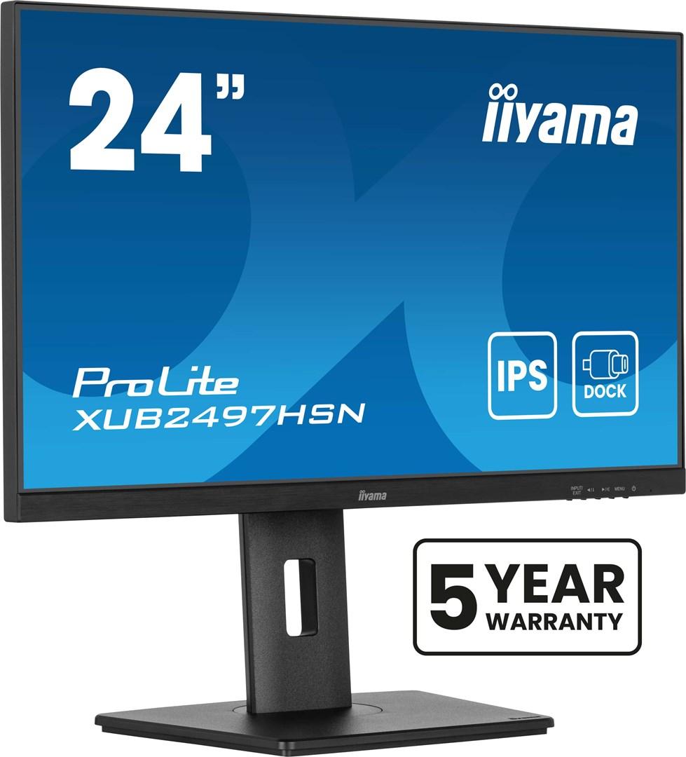 Skærm 24" iiyama ProLite IPS med USB‑C-dock og RJ45 (LAN) billede