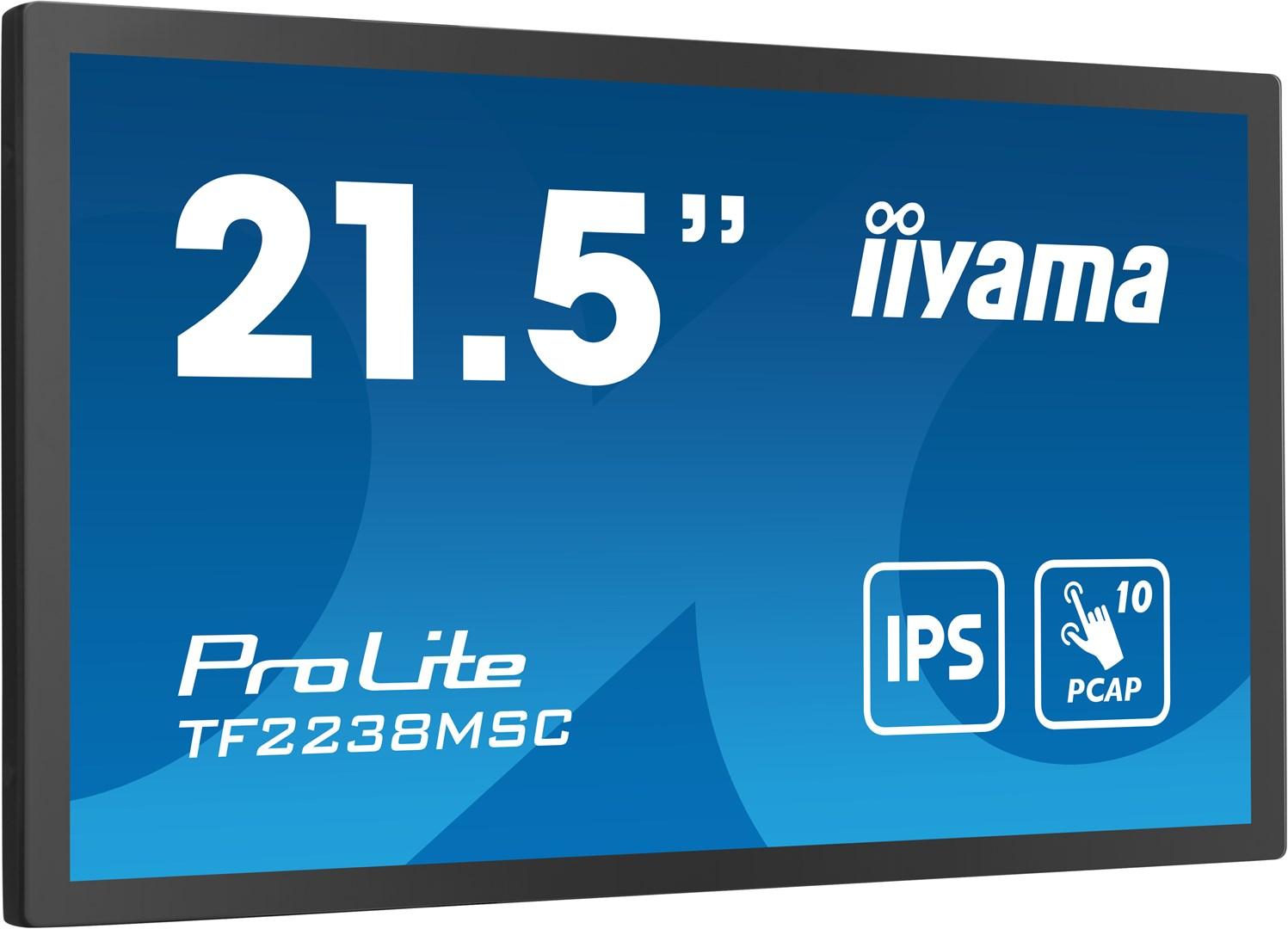 Touchskærm 21,5" iiyama ProLite TF2238MSC - IPS, 10‑punkts PCAP, edge‑to‑edge glas billede