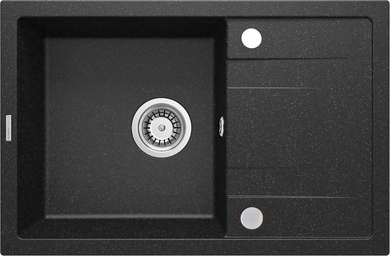 Køkkenvask i granit med afdrypningsplade - deante, 1 kumme