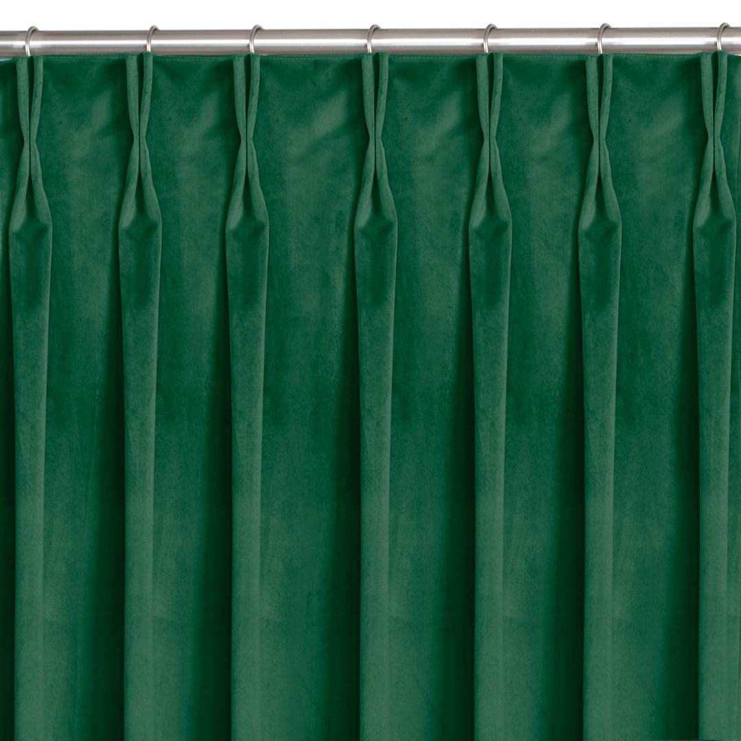 Mørklægningsgardin fløjl 200×175 cm - flaskegrøn, klassisk plissering Flex 7,5 cm - HOMEDE VILA