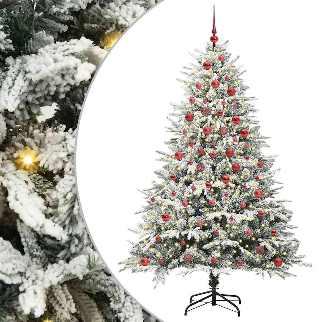 Kunstigt forlystet juletrÃ¦ med kuglesÃ¦t GrÃ¸n 180 cm PVC og PE
