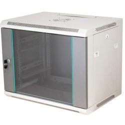 19" vægmonteret rackskab Alantec 18U, 60×45 cm, glasdør, grå