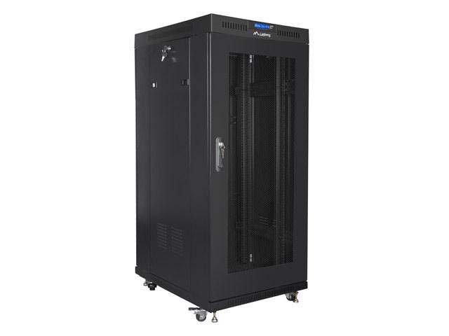 Lanberg FF01-8822-23BL Rack Cabinet 19" Free Standing 22U 800x800mm (Flat Pack) Black Glass Door LCD