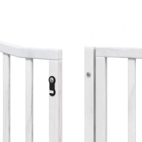 Hundelåge med dør 8 paneler 640 cm foldbar poppeltræ - hvid