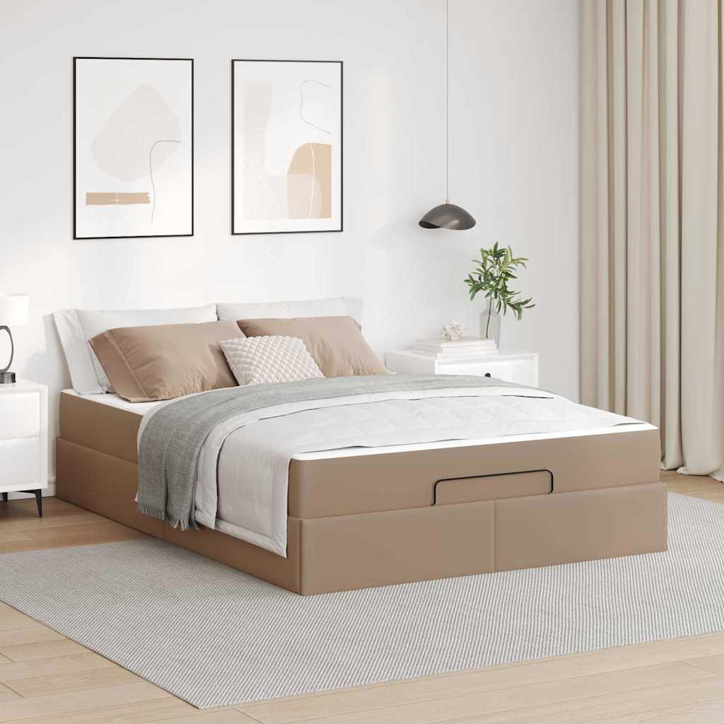 Sengeramme med madras med madras 2 stk Gyldenbrun PVC