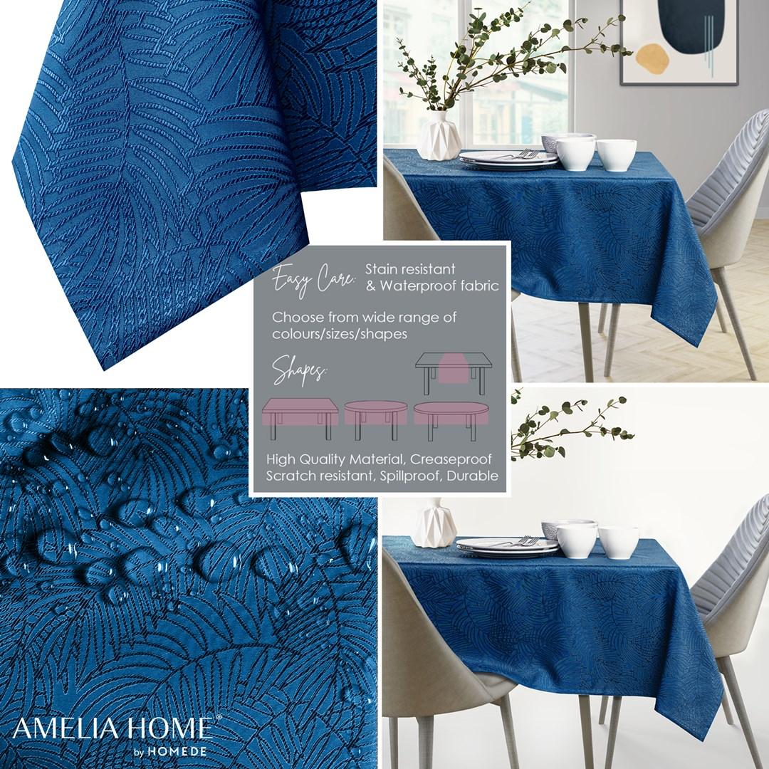 Dug indigo 100x100 - AmeliaHome Gaia, præget plantemønster