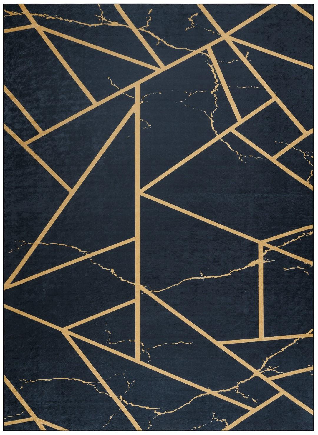 Gulvtæppe - Hakano Arlen Marble2, sort/messing, 80×150 cm