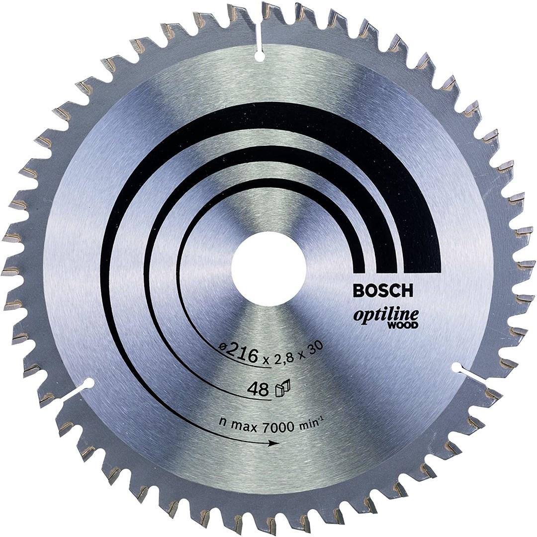 Rundsavklinge til træ Bosch Optiline Wood 216 × 2,8 × 30 mm, 48 tænder billede