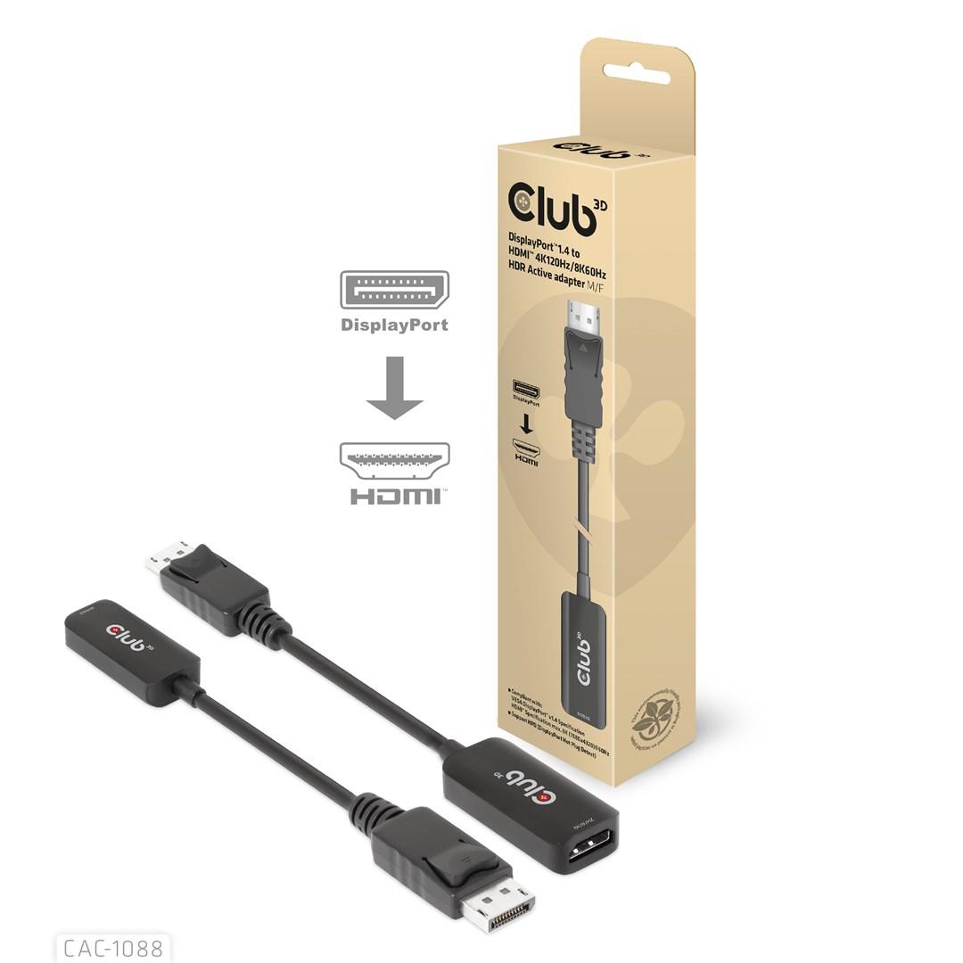 Kabeladapter DisplayPort til HDMI 4K 120 Hz / 8K 60 Hz HDR - Club 3D