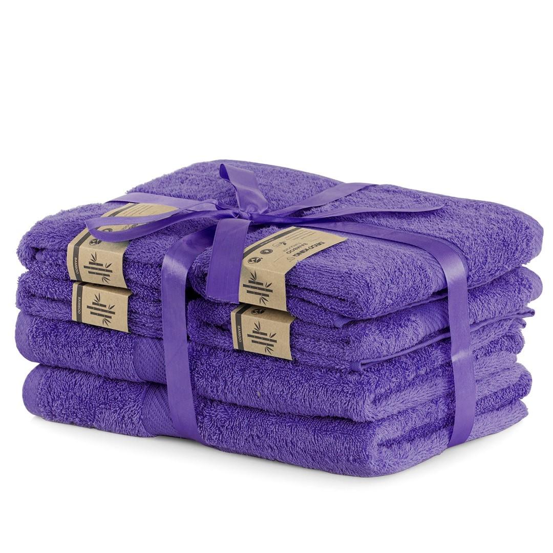 Håndklædesæt DecoKing Bamby - violet, 2×70×140 + 4×50×100