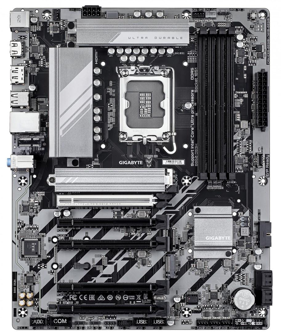 Bundkort Gigabyte B860 DS3H – Intel LGA1851, DDR5 op til 9.066 MHz, PCIe 5.0 M.2, 2,5 GbE, USB 3.2 Gen 2x2 billede
