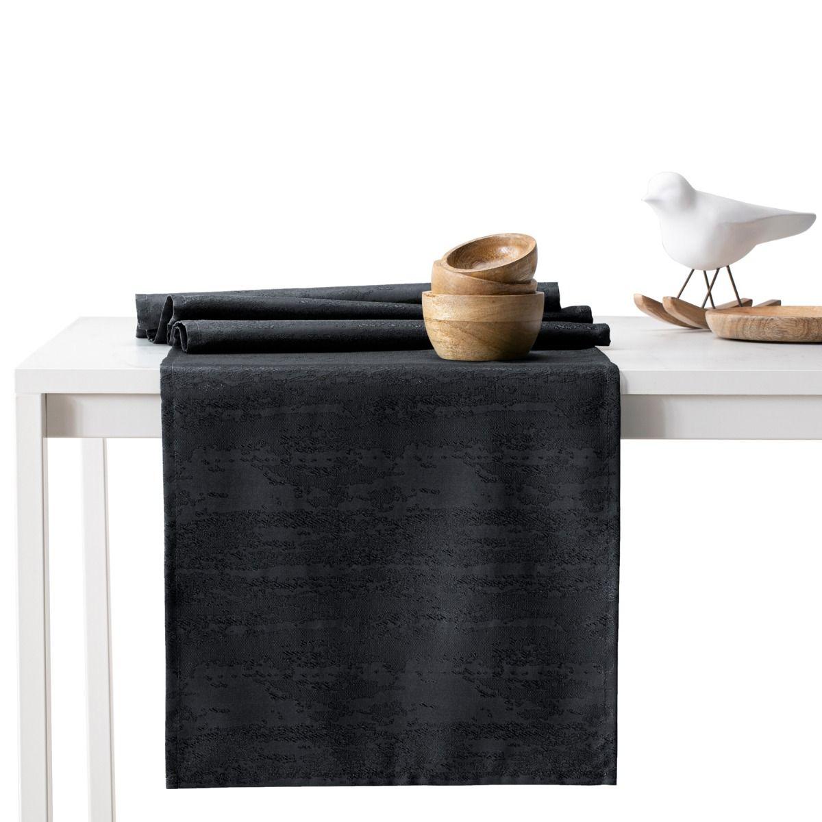 Dug - AmeliaHome Vesta, sort præget, 115×200 + bordløber 35×200