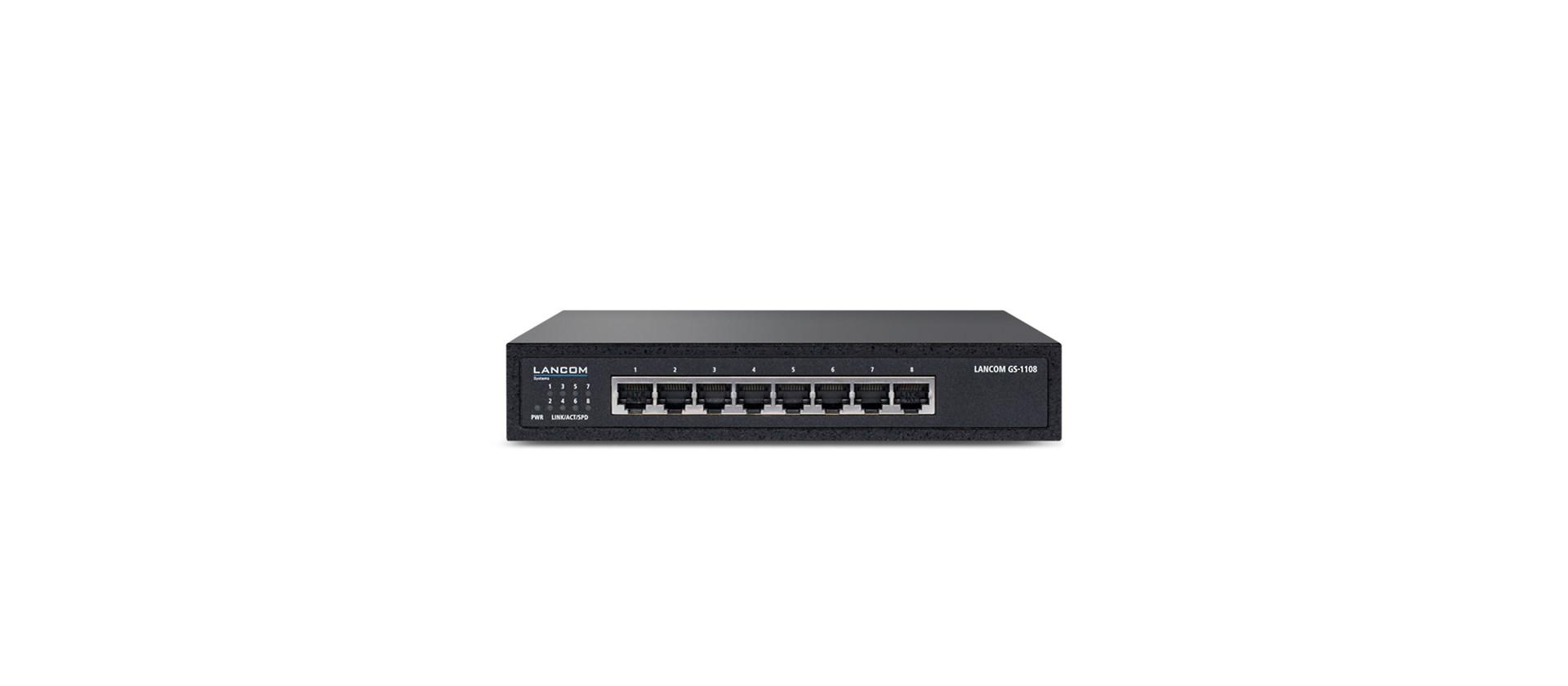 Netværksswitch LANCOM GS-1108 - unmanaged L2, 8x Gigabit, sort billede