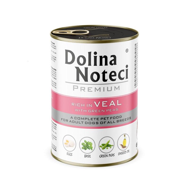 Hundefoder vådfoder Dolina Noteci Premium kalverigt med grønne ærter 400 g billede