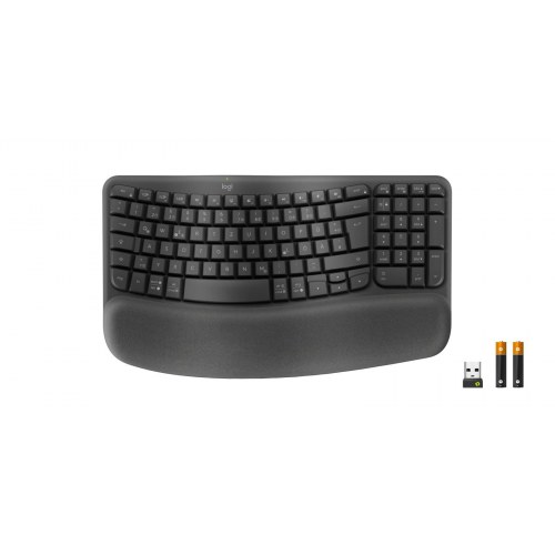 Trådløst tastatur Logitech Wave Keys - ergonomisk, fuld størrelse, grafit