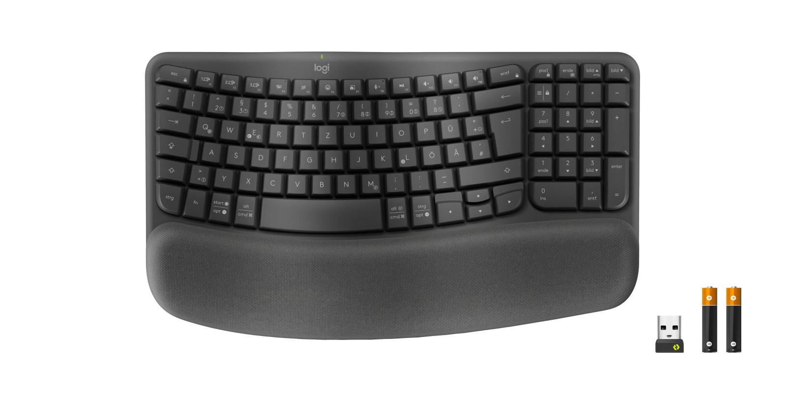 Trådløst tastatur Logitech Wave Keys - ergonomisk, fuld størrelse, grafit