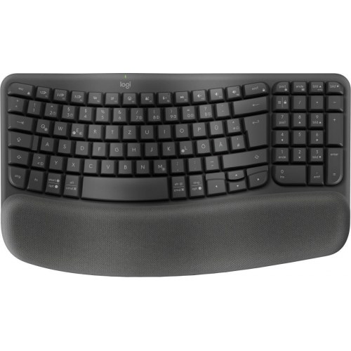 Trådløst tastatur Logitech Wave Keys - ergonomisk, fuld størrelse, grafit
