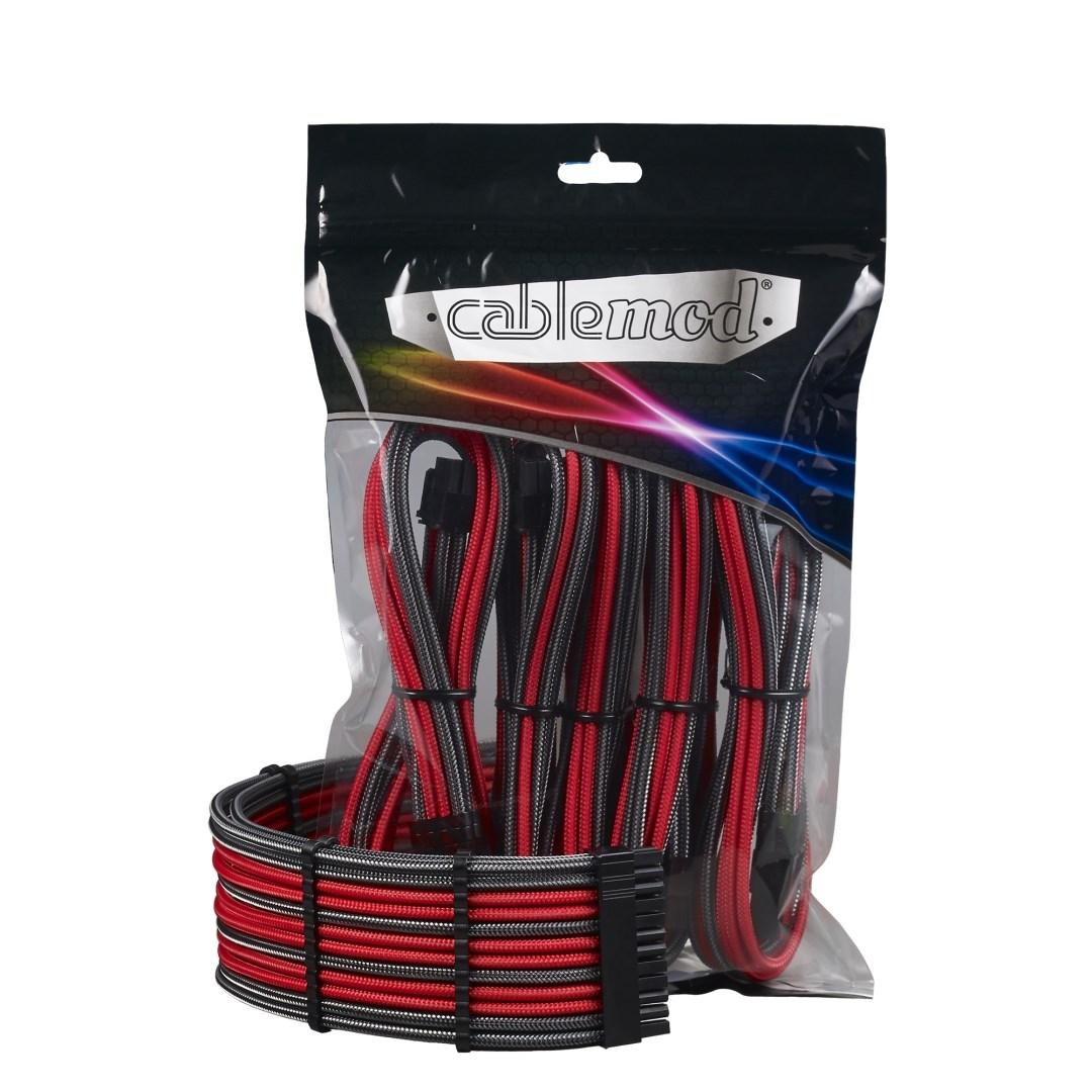 Strømkabelsæt til PC - CableMod, rød/kulstof billede