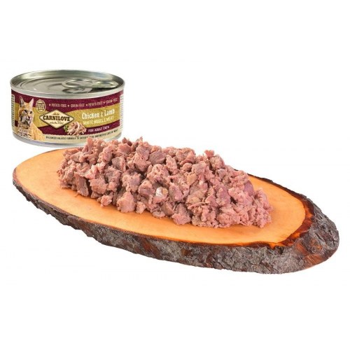 Vådfoder til kat - CARNILOVE Kylling & Lam, White Muscle Meat, 100 g
