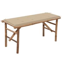 Foldbar havebænk med hynde 118 cm bambus