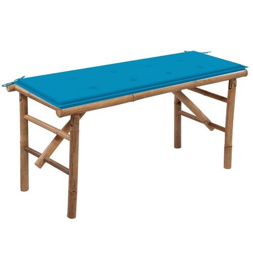 Foldbar havebænk med hynde 118 cm bambus
