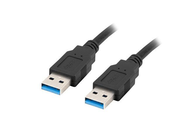 USB 3.0 kabel 1 m – Lanberg USB-A han til USB-A han, sort billede