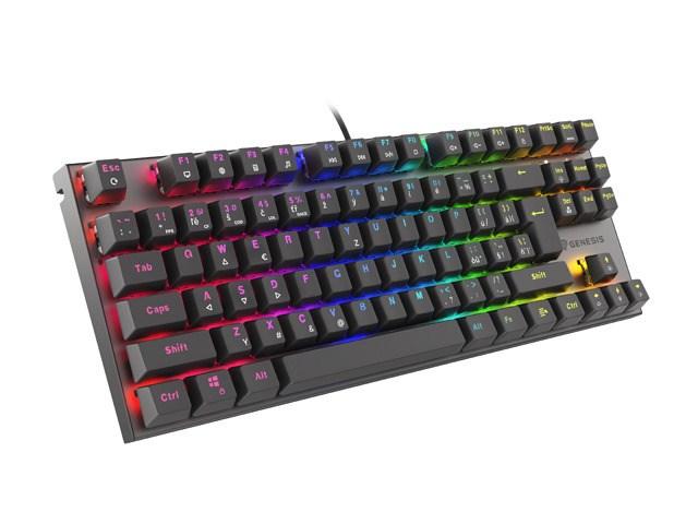 Gaming tastatur GENESIS Thor 303 TKL – mekanisk, rød switch, RGB, hot‑swap, sort (CZ/SK)