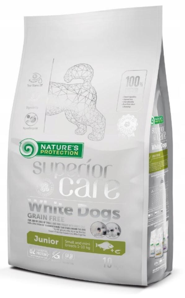 Hundefoder tørfoder – NATURE'S PROTECTION Superior Care White Dogs Grain Free Junior Small, fisk, 10 kg