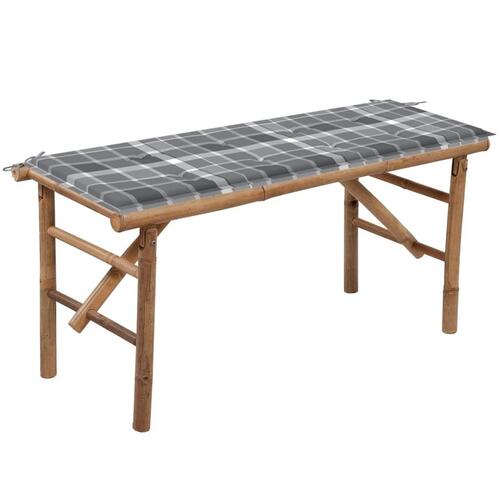 Foldbar havebænk med hynde 118 cm bambus