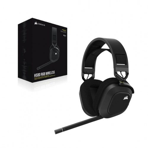 Gaming headset trådløst - Corsair HS80 RGB, over‑ear