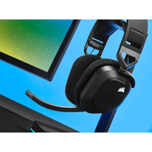 Gaming headset trådløst - Corsair HS80 RGB, over‑ear
