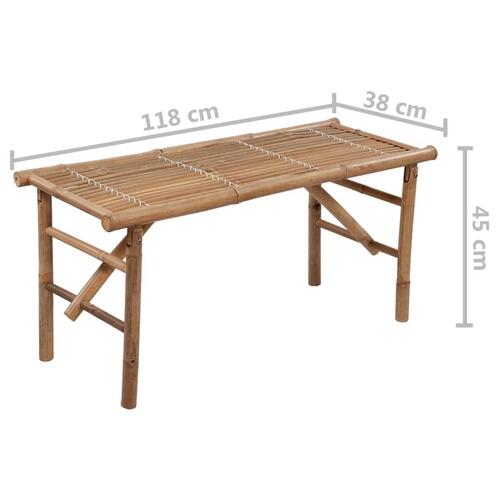Foldbar havebænk med hynde 118 cm bambus