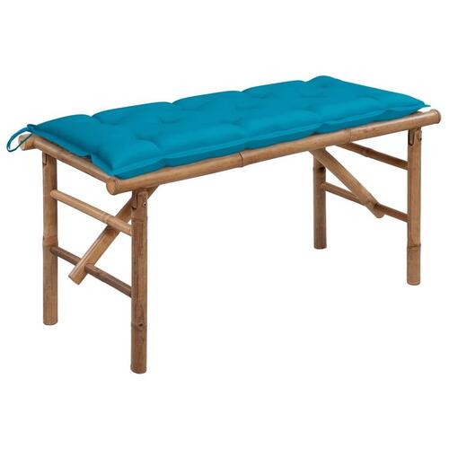 Foldbar havebænk med hynde 118 cm bambus