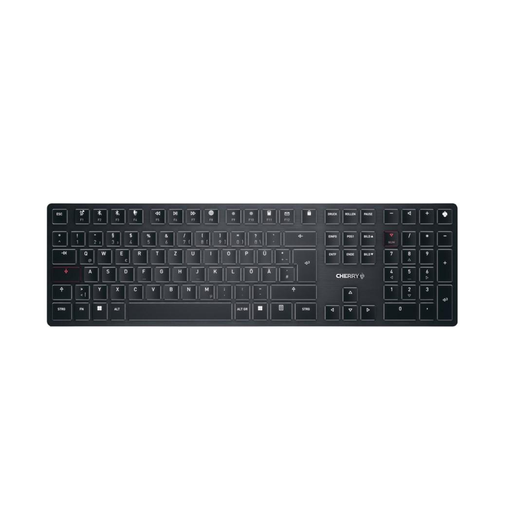 Tastatur Cherry KW X ULP – Universal, USB + RF + Bluetooth, QWERTZ tysk, sort billede
