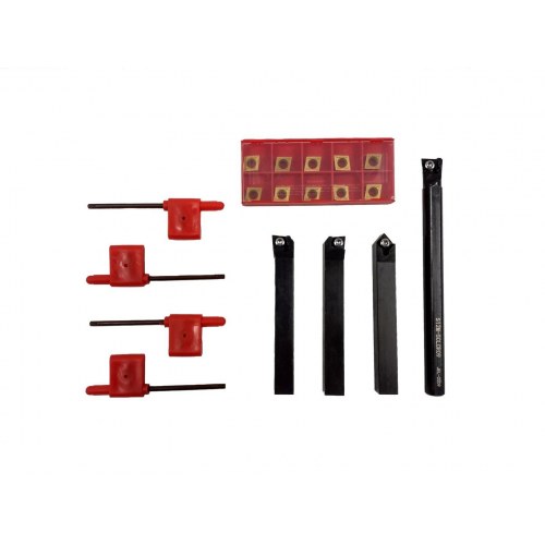 Drejestål sæt 12 mm med udskiftelige vendeskær – SILVER, 18 dele