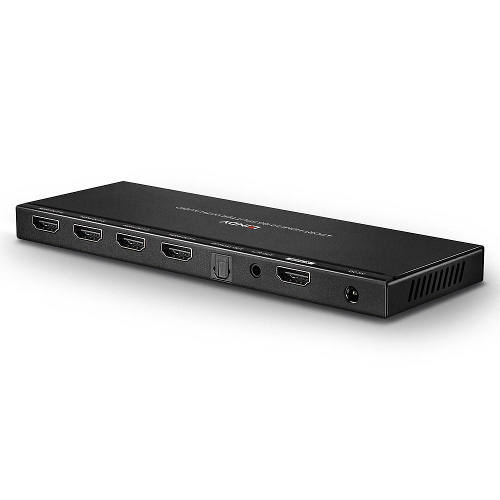 HDMI splitter 4 port - LINDY 18G med lyd og nedskalering