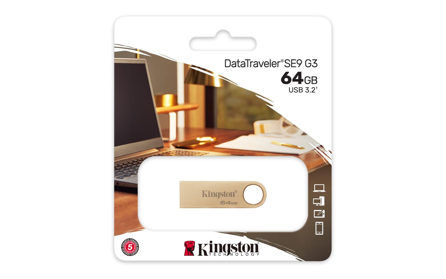 USB stik Kingston DataTraveler SE9 G3 64 GB USB 3.2 Gen 1, metal, 220 MB/s