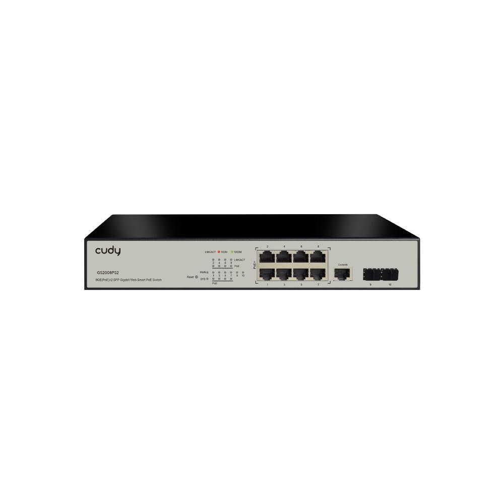 Netværksswitch gigabit med PoE – Cudy GS2008PS2, Managed L2, sort