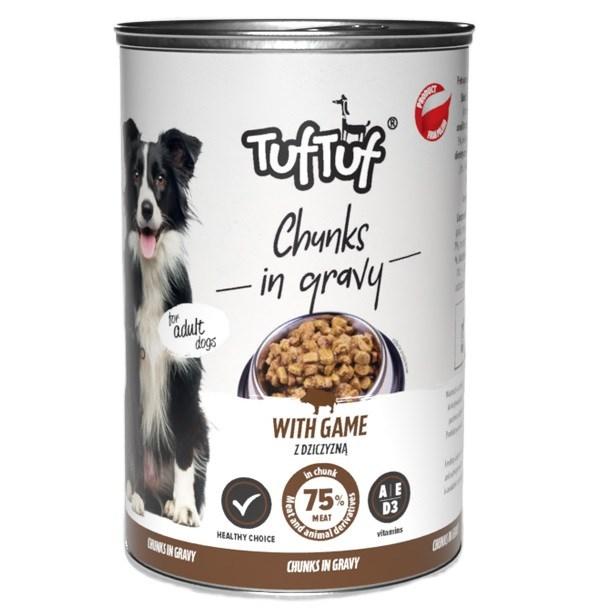 Hundefoder vådfoder – TufTuf kødstykker i sovs med vildt, 1,25 kg